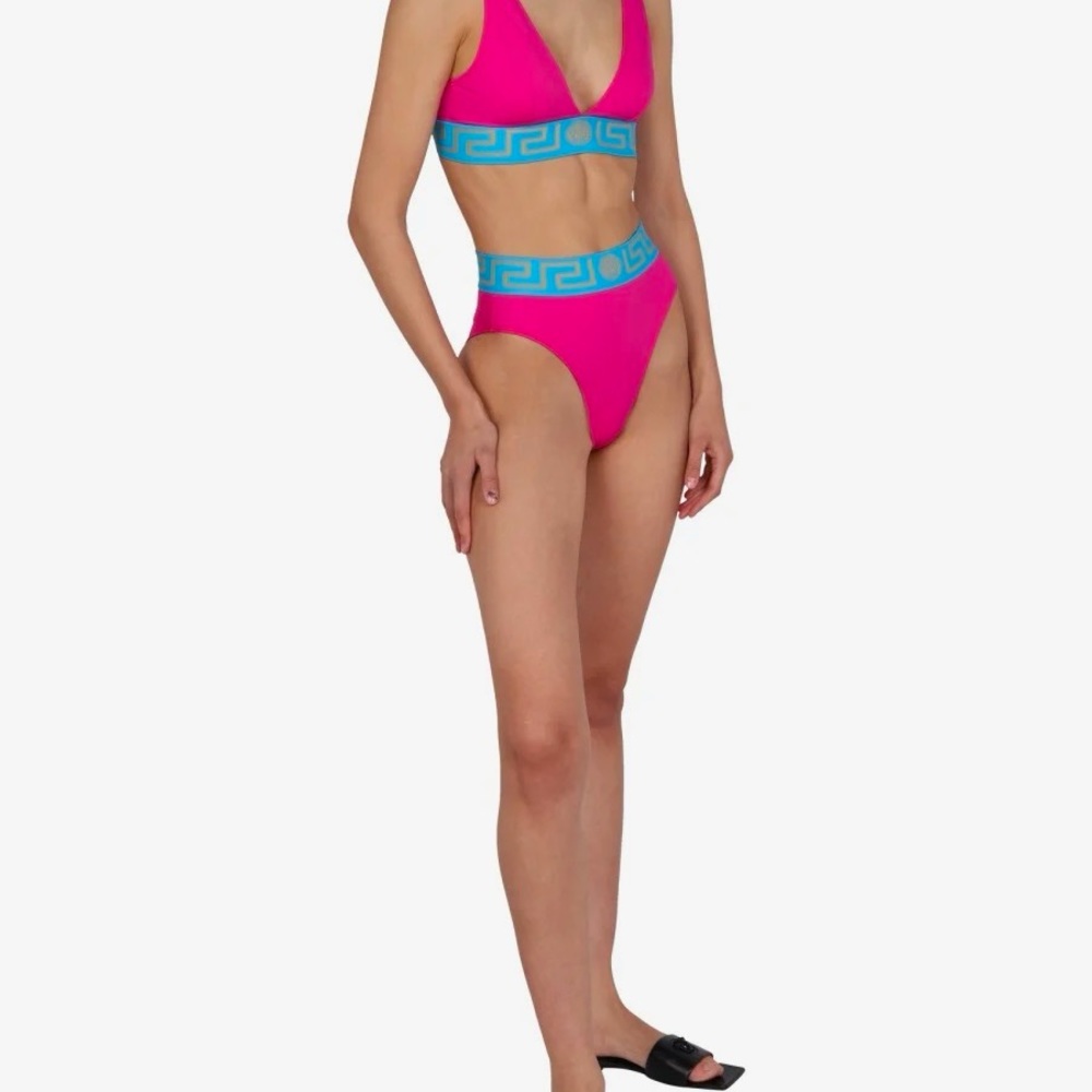 π Versace NWT SET bikini top & bottom or crop top/briefs! Pink & blue both XL 5 - Picture 3 of 9